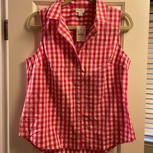 J. Crew Gingham Pink sleeveless top Size M Medium